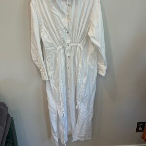 100% Cotton White Button-Up Dress